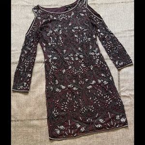 Pisarro Nights Beaded Dress & Faux Fur Shawl